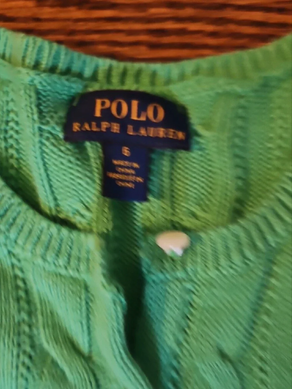 Polo by Ralph Lauren Green Cable-Knit Ruffle Hem Sweater